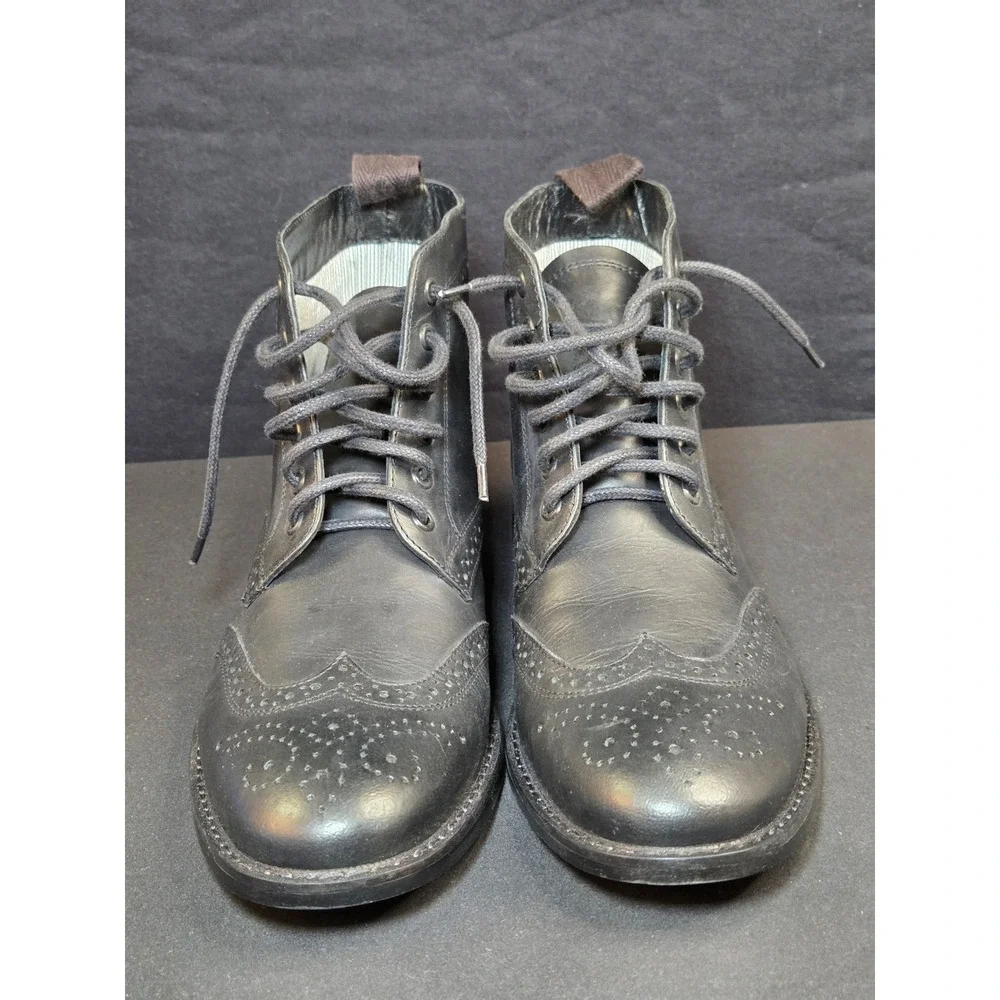 JCobbler Mens Black Leather Wingtip Brogue‎ Lace Up Dress Boots Size 41